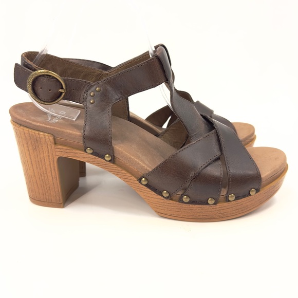 Dansko Daniela Heeled Sandals Womens 41 US 10.5/11 Platform Boho Leather Wooden - Picture 10 of 10
